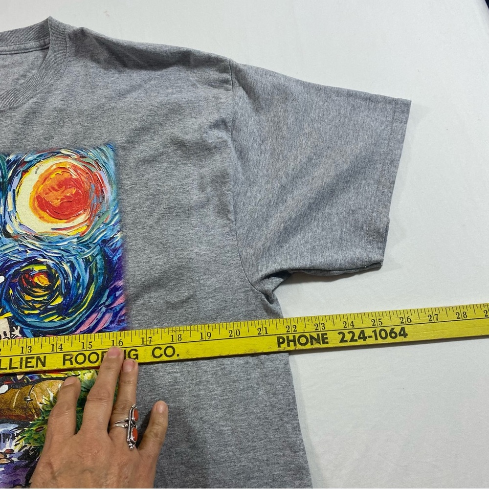 Calvin HOBBS  Starry Night T-Shirt with Colorful Logo Gray Short Sleeve XL - Picture 3 of 6
